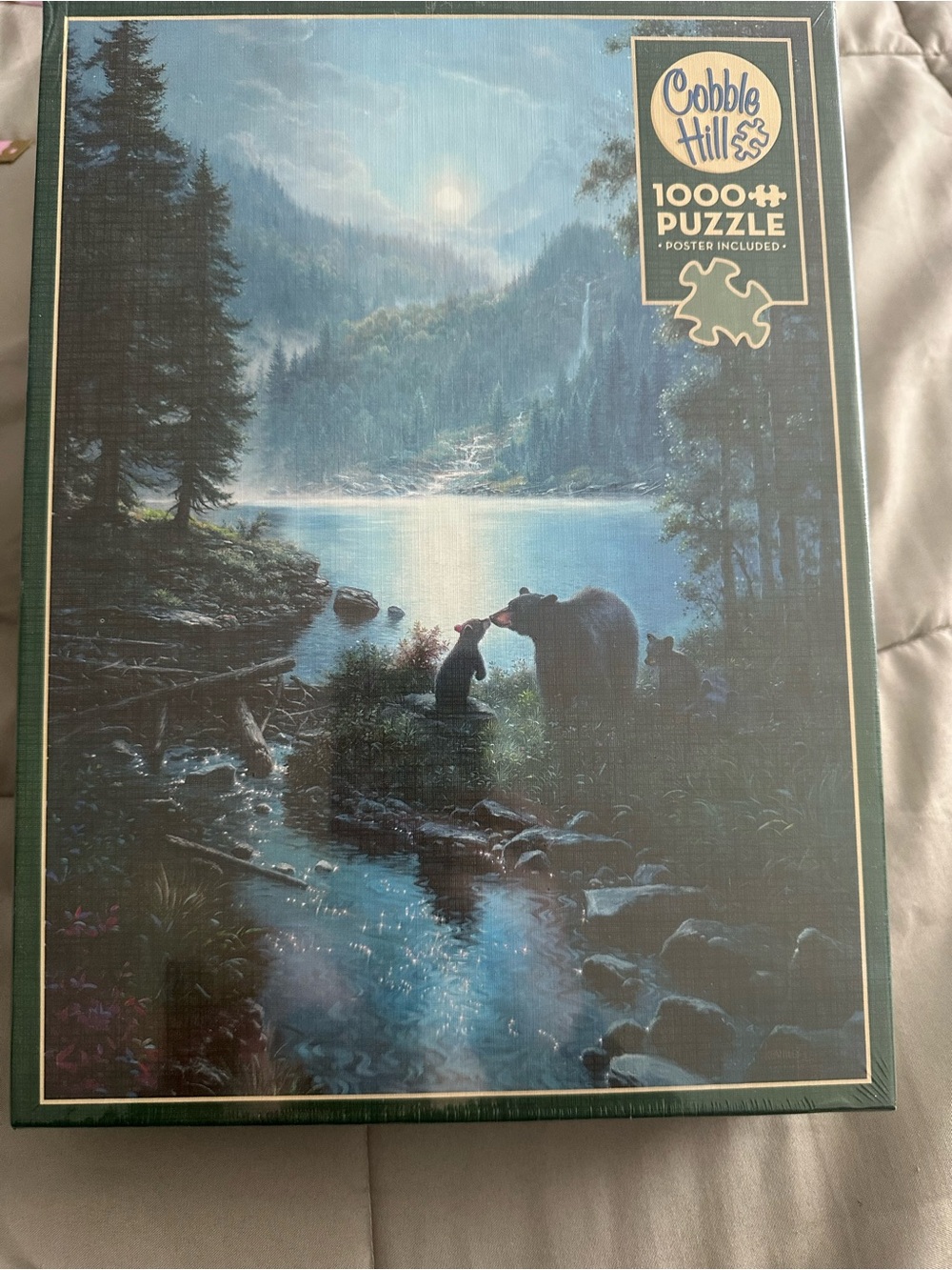 Cobble Hill 1000-Piece Blue Nature Puzzle - Moonlit Bear Lake Scene